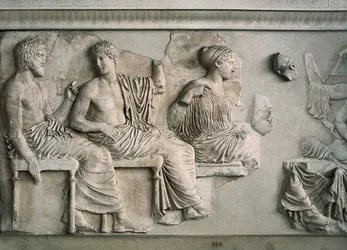 Poseidon, Apollo, Artemis and Aphrodite represented on the east frieze of the Parthenon