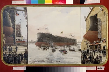 The launching of the Battlecruiser Pamiat Azova