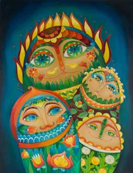 Whimsical Folk Family