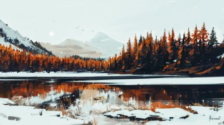 Peaceful Winter Lake Reflection