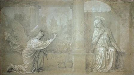The Annunciation, Preparatory Cartoon for the Cappella Raffo Fresco in the Misericordia Cemetery, Siena