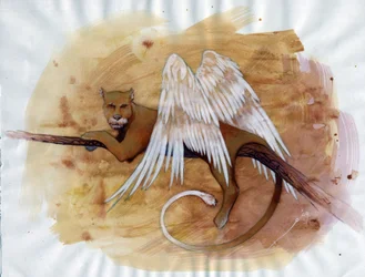 Fabulous creature: representation of a chimera, a fantastic animal with a lion