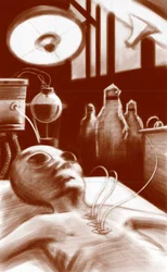 Fantastic Creature: an alien subjected to laboratory tests