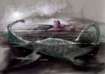Fantastic monsters and creatures, cryptozoology: representation of Nessie, the Loch Ness monster in Scotland