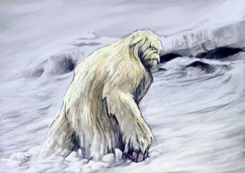 Fantastic monsters and creatures, cryptozoology: representation of a yeti or 
