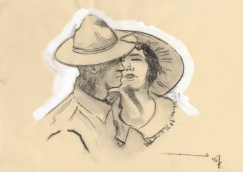 First World War 1914-1918: GI of the American army left his fiancée to go to battle
