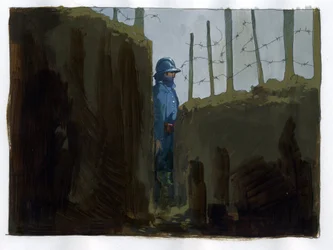 First World War: a French army guard in a trench