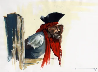 Pirate of the Caribbean looking at the horizon