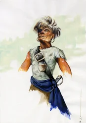 Portrait of a pirate or sailor with blindfold