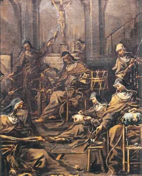 Nuns spinning and embroidering