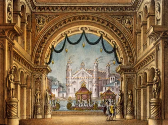 Set Design by Alessandro Sanquirico for La Straniera (The Stranger Woman), Opera by Vincenzo Bellini