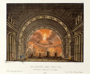 The eruption of Vesuvius. Scenography for the representation of the opera 