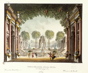 View of the Royal Court of the Palace of Genghis Khan Scenography for the Ballet 