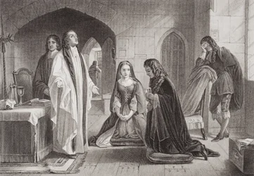 Lord William Russell receiving the sacrament prior to his execution on 21st July 1683, from 