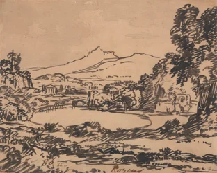 Landscape with a Lake and Distant Mountain
