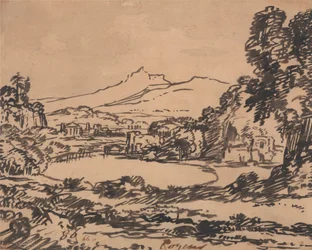 Landscape with a Lake and Distant Mountain