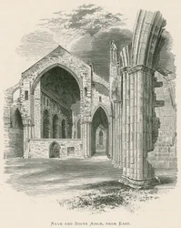 Melrose Abbey, Nave and South Aisle, from East