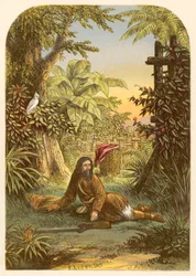 Robinson Crusoe Awakened from Sleep by His Parrot