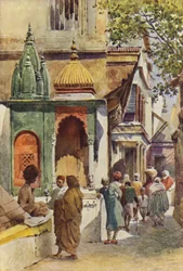 A Corner Shrine in a Benares Alley