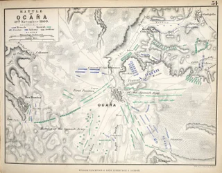 Map of the Battle of Ocana, published by William Blackwood and Sons, Edinburgh and London, 1848
