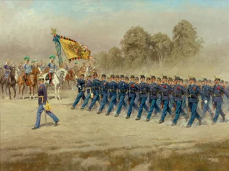 K. u. k. Hoch- und Deutschmeister Infantry Regiment No. 4 Defiles before Archduke Eugen