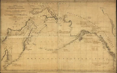 Map of Sea Discoveries by Russian Navigators in the Pacific and Arctic Oceans - Made in Various Years