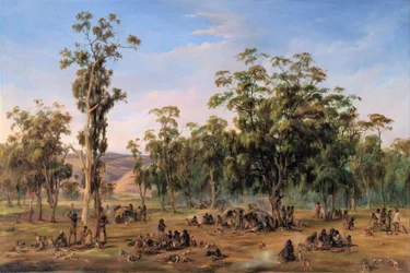An Aboriginal Encampment, Near the Adelaide Foothills