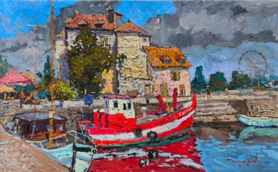 Colorful Harbor Fishing Boat