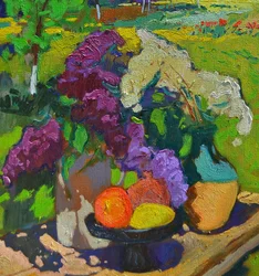 Sunlit Lilacs and Fruit