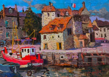 Vibrant French Harbor Town