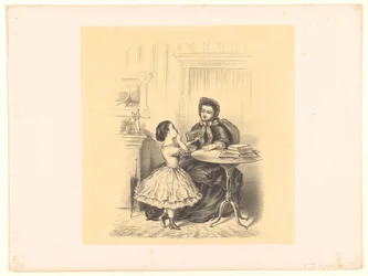 Interior with a Girl Handing a Book to Her Mother