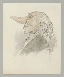 Caricatured Head of an Old Man with a Long Nose