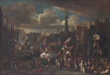 The Ommegang in Antwerp at the Meir