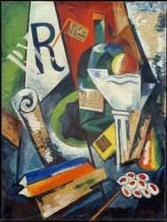 Still Life with Books and Fruit Bowl