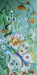 Blooming Woman and Birds