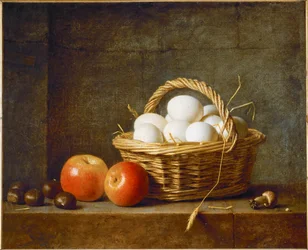 A basket with eggs
