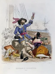Morgan the Buccaneer in 1668, from Histoire des Pirates by P. Christian, engraved by A. Catel