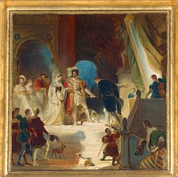 Francis I and his court receive works from Italy by Primaticcio