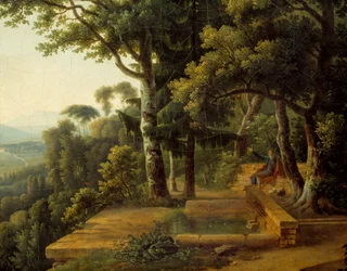 The philosopher Jean Jacques Rousseau meditating in 1770 in the Parc de la Rochecordon near Lyon (detail)