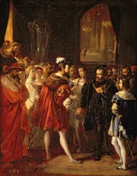 Charles V (1500-58) received by Francis I (1494-1547) at the Louvre