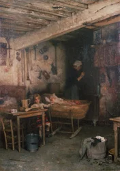 Children in a Cottage Interior