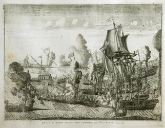 The naval Battle of Gangut on July 27, 1714