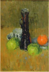 Blue Jug with Green Apples