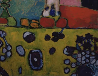 Still life with a colourful tablecloth