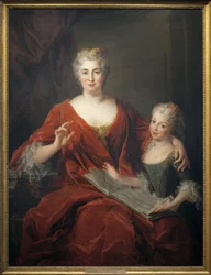 Madame de la Sablonniere and Her Daughter. Painting by Alexis Simon Belle (1674-1734)