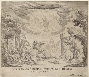Lucifer and Demons Fleeing Saint Michael
