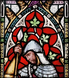 A soldier listening to John The Baptist Preaching (detail from the east window)