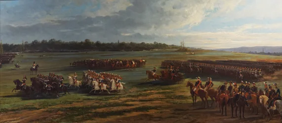 Review of the cavalry division of the Longchamp Guard by Napoleon III and Francois Joseph I of Austria, 25 October 1867