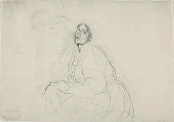 Seated Woman, and Sketch of Figure Bending Over
