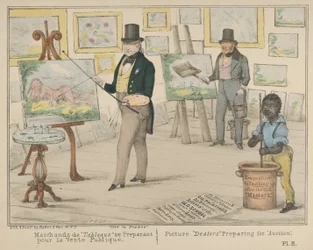 Vive la France, Marchands de Tableaux se Preparant pour la Vente Publique, 1840